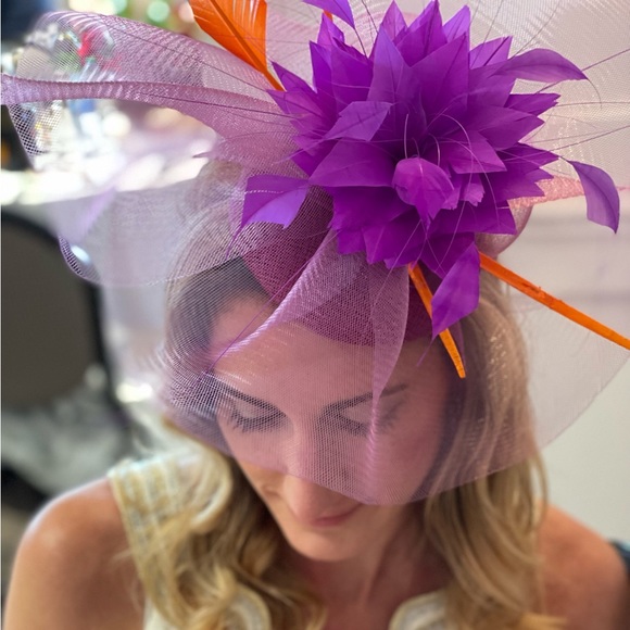 Purple and orange fascinator - perfect for the Kentucky derby! main image 5